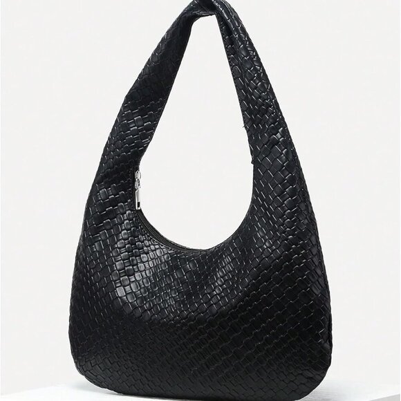 Women's Woven Leather Handbag Vintage Top Handle Shoulder Bags Textured Hobo Bag - Picture 2 of 6